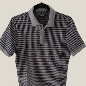 SALE S ALFANI NAVY DIAMOND STRIPE TEAL SHORT SLEEVE SWEATER POLO